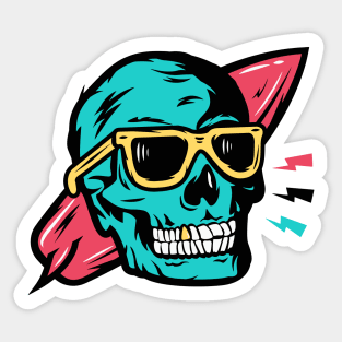 Surfer Skull with Surfboard & Sunglasses Beach Ready Sticker